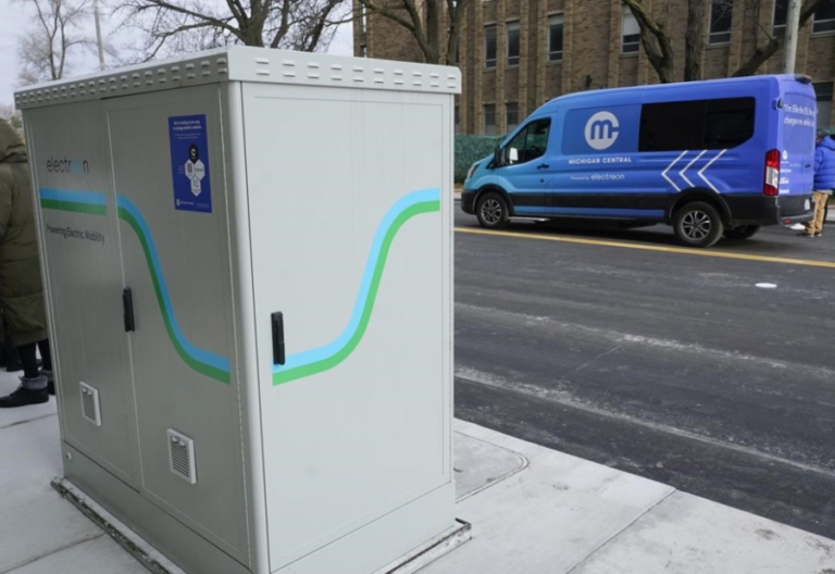 Electric vehicles can be charged while driving thanks to new technology installed beneath Detroit Street