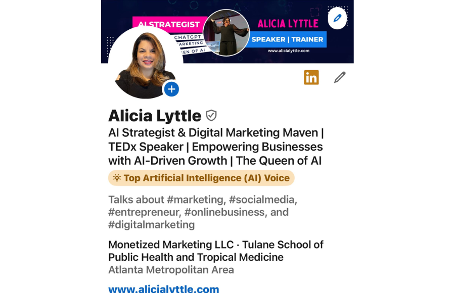 Alicia Lyttle Receives Prestigious Top Artificial Intelligence Voice Badge on LinkedIn