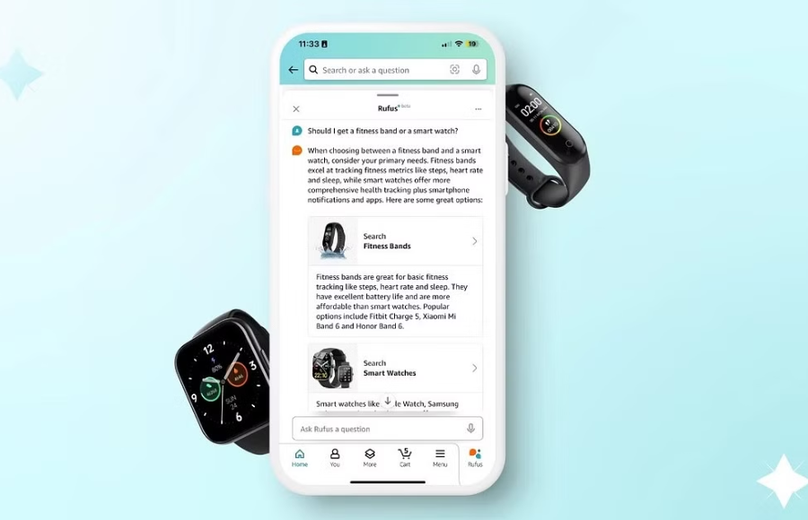 Amazon announces the beta launch of Rufus, a new generative AI-powered conversational shopping assistant, in India
