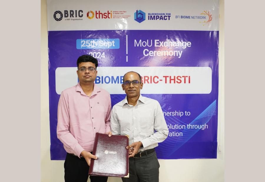 BRIC-Translational Health Science and Technology Institute (THSTI) partners with Blockchain for Impact (BFI) to accelerate biomedical research outcomes in India
