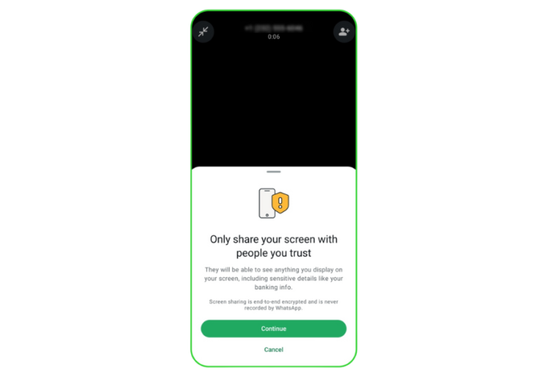 Meta adds screen-share warning and AI scam detection to WhatsApp and Messenger