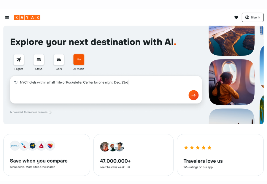 Kayak introduces AI Mode to simplify travel planning and bookings
