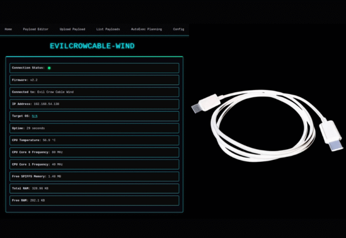 Evil Crow Cable Wind exposes how a simple charging cable can be turned into a powerful hacking tool Evil Crow Cable Wind exposes how a simple charging cable can be turned into a powerful hacking tool
