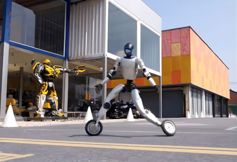 Unitree G1 humanoid robot demonstrates hybrid mobility with skating, spins and flips