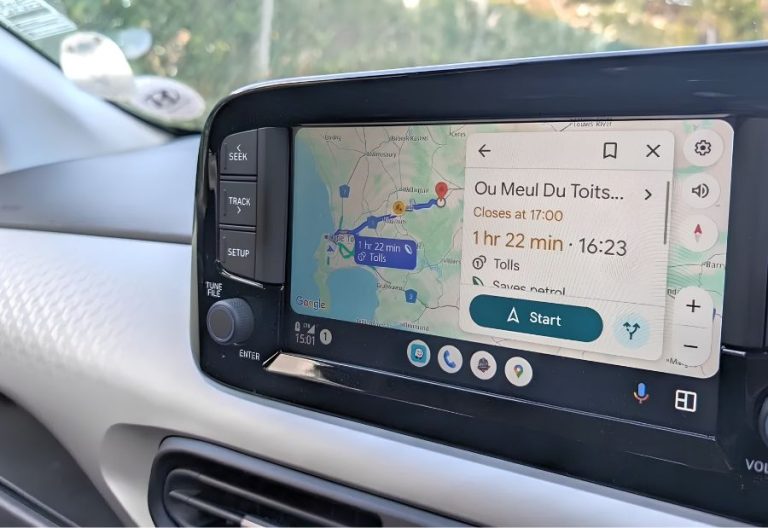 Google Maps’ new immersive navigation interface starts reaching Android Auto. Image credit: Android Authority