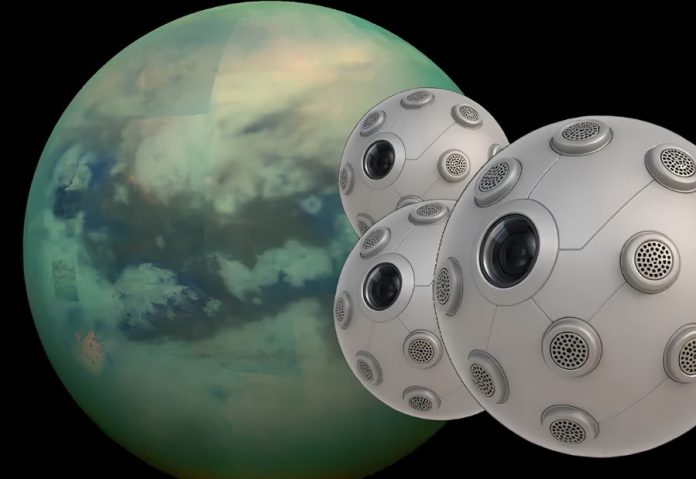 Tiny ion-powered robots could open a new way to explore Titan Credit: Space.com | A composite image of an infrared view of Saturn's moon Titan from NASA's Cassini spacecraft; renderings of several "SPARK" Aerobots being developed by Daniel Drew of the University of Hawaii. (Image credit: NASA/JPL/University of Arizona/University of Idaho/Daniel Drew/University of Hawaii) Tiny ion-powered robots could open a new way to explore Titan Credit: Space.com | A composite image of an infrared view of Saturn's moon Titan from NASA's Cassini spacecraft; renderings of several "SPARK" Aerobots being developed by Daniel Drew of the University of Hawaii. (Image credit: NASA/JPL/University of Arizona/University of Idaho/Daniel Drew/University of Hawaii)