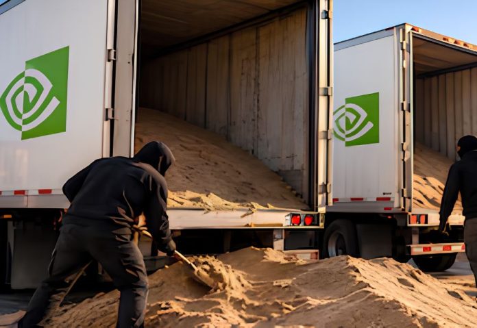 Nvidia-branded trailers stolen in California turn out to be carrying sand | Credit: Money Control Nvidia-branded trailers stolen in California turn out to be carrying sand | Credit: Money Control